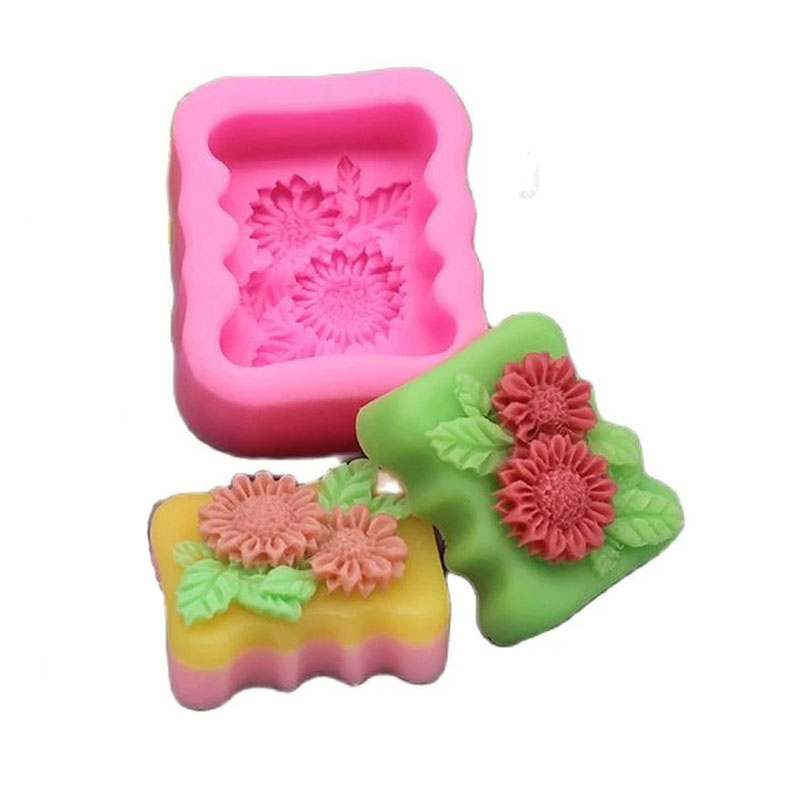 Soap Making Homemade - Cetakan Sabun Silikon Bunga Persegi 3D