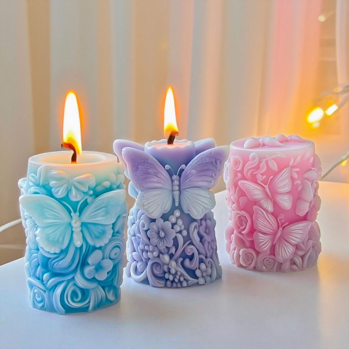Soap Making At Home - Cetakan Lilin Silinder Relief Bunga Kupu-kupu